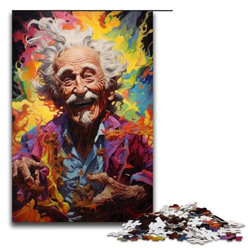 Puzzle für Erwachsene glücklicher Alter Mann 1000 Teile Holzpuzzle für Erwachsene und Kinder ab 14 Jahren Lernspielzeug 1000 Teile (75 x 50 cm) von linghhiming
