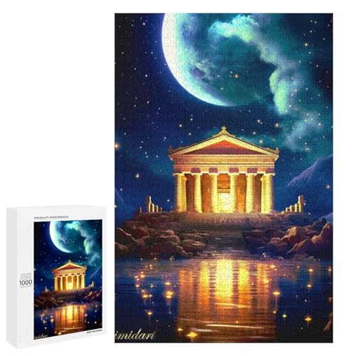 Puzzle für Erwachsene griechische Tempel 1000 Teile Holzpuzzle für Erwachsene und Kinder ab 12 Jahren (75 x 50 cm) von linghhiming