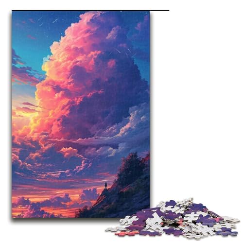 Puzzle für Erwachsene im Anime Stil Bunte Wolken 1000 Teile Holzpuzzle für Kinder ab 14 Jahren anspruchsvolles Spiel 1000 Teile (75 x 50 cm) von linghhiming