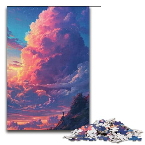 Puzzle für Erwachsene im Anime Stil Bunte Wolken 1000 Teile Papierpuzzle für Erwachsene und Kinder ab 14 Jahren Lernspielzeug 1000 Teile (38 x 26 cm) von linghhiming