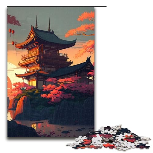 Puzzle für Erwachsene japanischer Tempel 1000 teiliges Holzpuzzle für Kinder ab 14 Jahren Lernspielzeug 75 x 50 cm von linghhiming