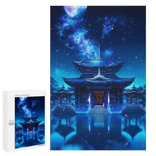 Puzzle für Erwachsene kosmischer japanischer Tempel 1000 teiliges Holz Rundpuzzle für Kinder ab 12 Jahren Lernspielzeug (75 x 50 cm) von linghhiming