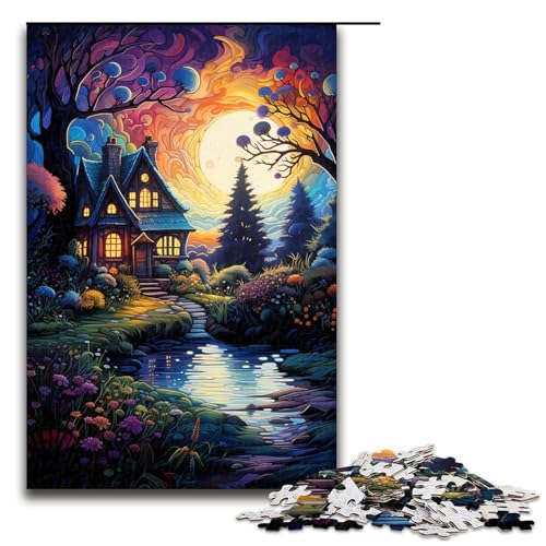 Puzzle für Erwachsene mit 1000 Teilen Dschungelhütte lustiges Familienpuzzle mit passendem Poster und Quizblatt 1000 Teile (75 x 50 cm) von linghhiming