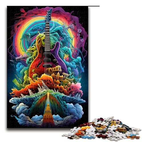 Puzzle für Erwachsene mit 1000 Teilen magische Gitarre lustiges Puzzle für die ganze Familie mit passendem Poster und Quizblatt 1000 Teile (75 x 50 cm) von linghhiming