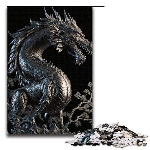 Puzzle für Erwachsene mutiger Drache 1000 Teile Holzpuzzle für Erwachsene und Kinder ab 14 Jahren Lernspielzeug (75 x 50 cm) von linghhiming