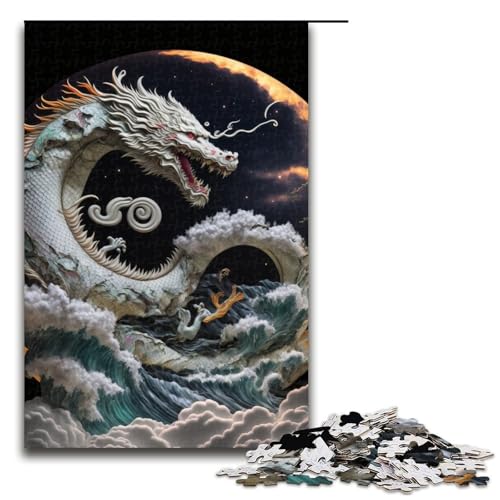 Puzzle für Erwachsene mutiger Drache 1000 Teile Holzpuzzle für Erwachsene und Kinder ab 14 Jahren Lernspielzeug (75 x 50 cm) von linghhiming