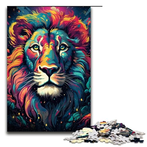 Puzzle für Erwachsene mystisches Gemälde Löwe 1000 Teile Holzpuzzle für Kinder ab 14 Jahren Lernspielzeug 1000 Teile (75 x 50 cm) von linghhiming