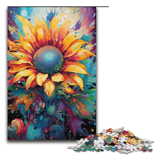 Puzzle für Erwachsene psychedelische Bunte Sonnenblumen 1000 Teile tolles Geschenk geeignet für Teenager ab 14 Jahren 1000 Teile (38 x 26 cm) von linghhiming