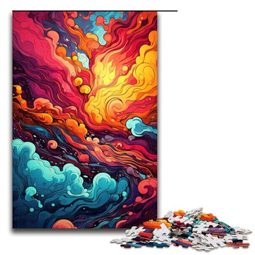 Puzzle für Erwachsene psychedelische Farben 1000 Teile Holzpuzzle für Erwachsene und Kinder ab 14 Jahren Lernspielzeug 1000 Teile (75 x 50 cm) von linghhiming