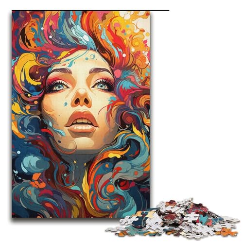 Puzzle für Erwachsene psychedelische Farbgöttin 1000 Teile Papierpuzzle für Erwachsene und Kinder ab 14 Jahren Lernspielzeug 1000 Teile (38 x 26 cm) von linghhiming