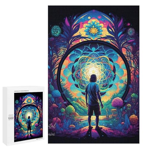 Puzzle für Erwachsene psychedelische Landschaft 1000 Teile Holzpuzzle für Kinder ab 12 Jahren anspruchsvolles Spiel (75 x 50 cm) von linghhiming