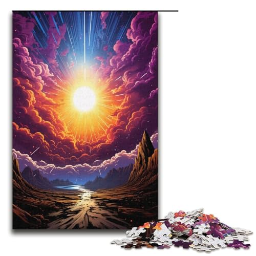 Puzzle für Erwachsene psychedelische farbenfrohe Gemäldelandschaft 1000 Teile Papierpuzzle für Erwachsene und Kinder ab 14 Jahren Lernspielzeug 1000 Teile (38 x 26 cm) von linghhiming