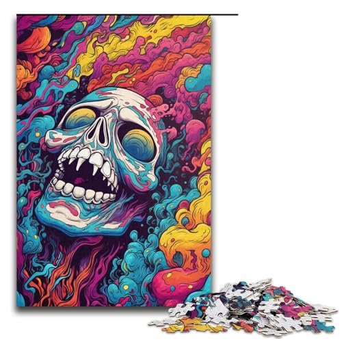 Puzzle für Erwachsene psychedelisches buntes Monster 1000 teiliges Papierpuzzle für Familienspiele 1000 Teile (38 x 26 cm) von linghhiming