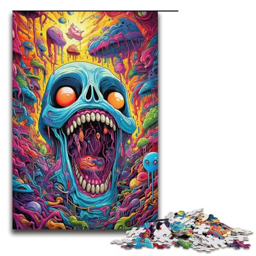 Puzzle für Erwachsene psychedelisches buntes Monster 1000 teiliges Papierpuzzle für Kinder ab 14 Jahren Lernspielzeug 1000 Teile (38 x 26 cm) von linghhiming