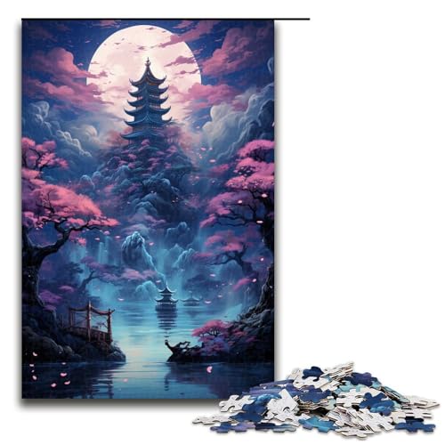 Puzzle für Erwachsene rosa Wald 1000 Teile Holzpuzzle für Kinder ab 14 Jahren Lernspielzeug 1000 Teile (75 x 50 cm) von linghhiming
