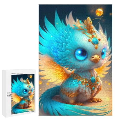 Puzzle für Erwachsene süßes Drachenbaby rundes Holzpuzzle mit 1000 Teilen für Erwachsene und Kinder ab 12 Jahren (75 x 50 cm) von linghhiming
