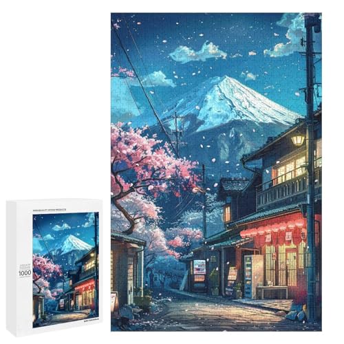 Puzzle für Erwachsene wunderschöner Berg Fuji 1000 Teile Holzpuzzle für Erwachsene und Kinder ab 12 Jahren 75 x 50 cm von linghhiming
