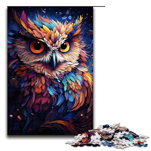 Puzzle für Erwachsene zum Malen Ausmalen Tier Eule 1000 teiliges Holzpuzzle für Erwachsene und Kinder ab 14 Jahren 1000 Teile (75 x 50 cm) von linghhiming