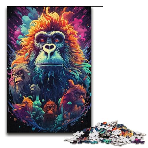 Puzzle mit 1000 Teilen für Erwachsene Motiv Affenfamilie als Geschenk geeignet für Teenager ab 14 Jahren 1000 Teile (38 x 26 cm) von linghhiming