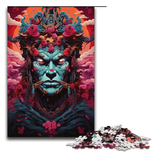 Puzzles für Erwachsene mit 1000 Teilen Japanisches Sakura Samurai Muster zum Zusammenbauen hilft dem Gehirn süchtig machendes Spielzeug zu trainieren und Geduld zu fördern 1000 Teile (38 x 26 cm) von linghhiming