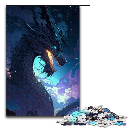 für Erwachsene 1000 teiliges Anime Art Drachen Puzzle Holzpuzzle schwierig und herausfordernd 1000 Teile (75 x 50 cm) von linghhiming