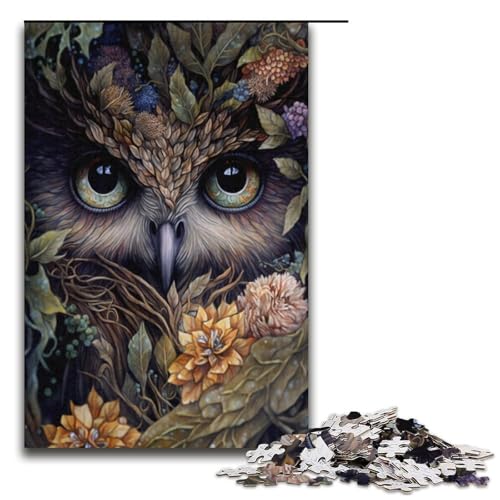 für Erwachsene 1000-teiliges Eulengesichts-Puzzle schwieriges und herausforderndes Papierpuzzle 1000 Teile (38 x 26 cm) von linghhiming
