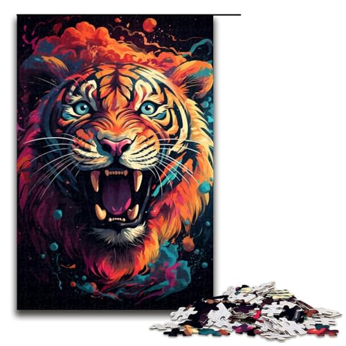 für Erwachsene 1000 teiliges Gemälde Tiger Puzzle für Erwachsene Holzpuzzle schwierig und herausfordernd 1000 Teile (75 x 50 cm) von linghhiming