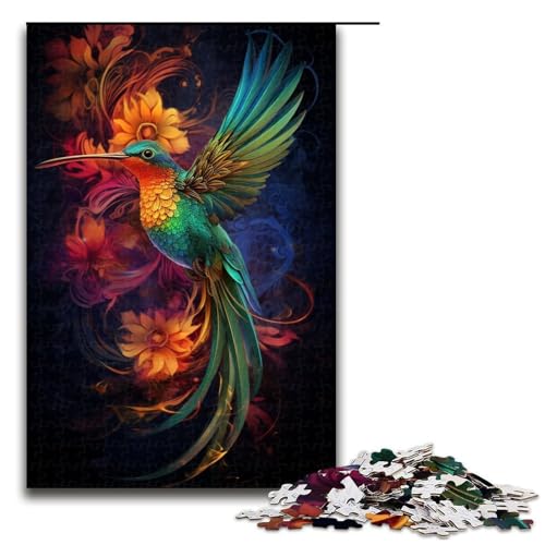 für Erwachsene 1000-teiliges Kolibri-Puzzle Holzpuzzle schwierig und herausfordernd 1000 Teile (75 x 50 cm) von linghhiming