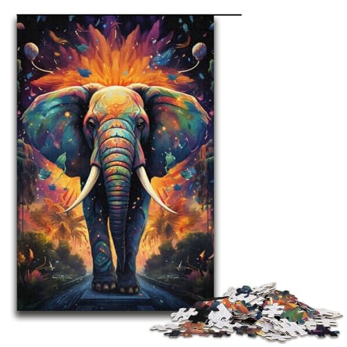 für Erwachsene 1000 teiliges Mal Elefanten Puzzle schwieriges und herausforderndes Papierpuzzle 1000 Teile (38 x 26 cm) von linghhiming