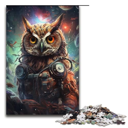 für Erwachsene 1000 teiliges Mal und Farbpuzzle mit Tier Eule schwieriges und herausforderndes Papierpuzzle 1000 Teile (38 x 26 cm) von linghhiming