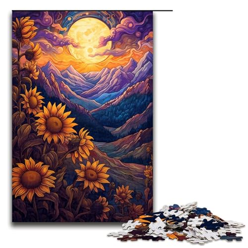 für Erwachsene 1000 teiliges Puzzle „Sonnenblumen zwischen Bergen und Mond für Erwachsene schwieriges und anspruchsvolles Holzpuzzle 75 x 50 cm für Erwachsene 1000 teiliges Puzzle „Sonnenblumen zwischen Bergen und Mond für Erwachsene schwieriges und anspruchsvolles Holzpuzzle 75 x 50 cm von linghhiming