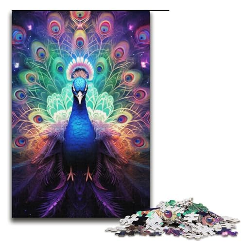 für Erwachsene Jigsaw Art Peacock 1000-teiliges Papierpuzzle für Erwachsene und Kinder ab 14 Jahren 1000 Teile (38 x 26 cm) von linghhiming