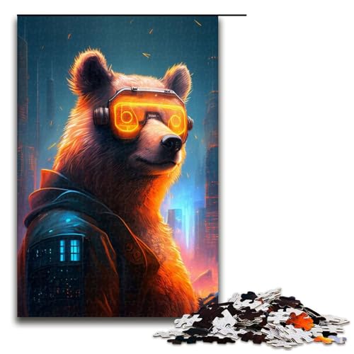 für Erwachsene Puzzle „Bär 1000 Teile Holzpuzzle für Erwachsene und Kinder ab 14 Jahren (75 x 50 cm) von linghhiming