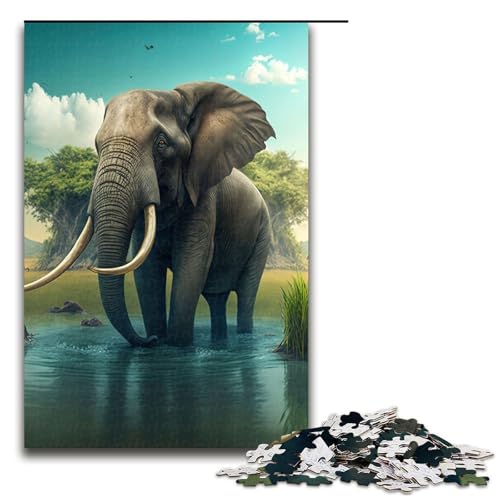 für Erwachsene Puzzle Elefanten Tier 1000 Teile Holzpuzzle für Erwachsene und Kinder ab 14 Jahren 75x50cm von linghhiming