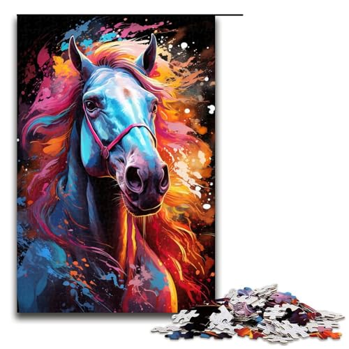 für Erwachsene Puzzle Farbmalerei Pferd 1000 Teile Holzpuzzle für Erwachsene und Kinder ab 12 Jahren 75x50cm für Erwachsene Puzzle Farbmalerei Pferd 1000 Teile Holzpuzzle für Erwachsene und Kinder ab 12 Jahren 75x50cm von linghhiming