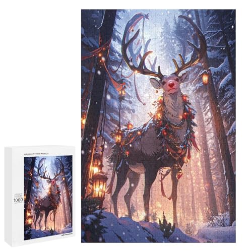 für Erwachsene Puzzle Weihnachtsstimmung 1000 teiliges Holzpuzzle für Erwachsene und Kinder ab 12 Jahren 75 x 50 cm von linghhiming