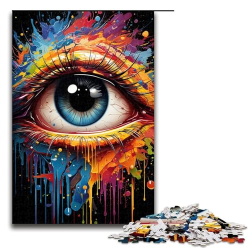 für Erwachsene Puzzle zum Bemalen von farbigen Augen 1000 teiliges Holzpuzzle für Erwachsene und Kinder ab 14 Jahren 1000 Teile (75 x 50 cm) von linghhiming