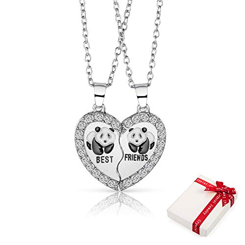 2Stück Damen Kette Anhänger Silber für BFF Paar Pärchen Couple,Herz Freundschaftsketten Panda Haslkette mit Gravur Best Friends,Herzen Liebe Schmuck Partnerketten Geschenke für Beste Freunde Freundin 2Stück Damen Kette Anhänger Silber für BFF Paar Pärchen Couple,Herz Freundschaftsketten Panda Haslkette mit Gravur Best Friends,Herzen Liebe Schmuck Partnerketten Geschenke für Beste Freunde Freundin von linjinde