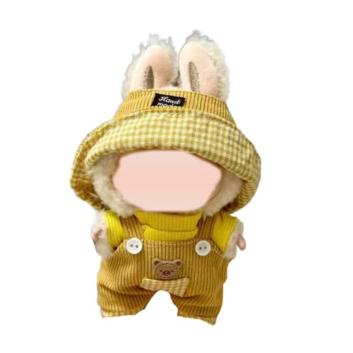 Kleidung für 17 cm Puppenzubehör, inklusive Hut, Overall, stilvolles, bezauberndes Kleidungszubehör (keine Puppe (gelb) von lionpower