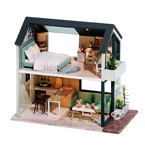 liovitor Mach Es Selbst Puppenzimmer Miniatur MöBel Holzhaus Bausatz, Nordische Klein Duplex Handgefertigte Modell B von liovitor