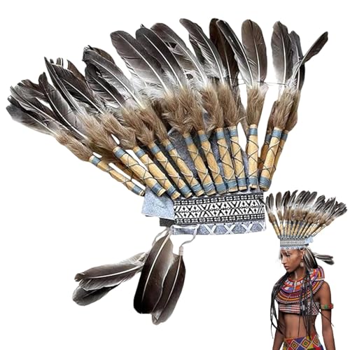lisutupode Feder Kopfschmuck Kostüm - Häuptling Hut Feder Kopfschmuck - Native Feder Hut Feder Stirnband Zubehör Dekorative Häuptling Hut Feder Kopfschmuck für Halloween Show Cosplay von lisutupode