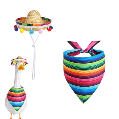 lisutupode Gartenenten-Outfits, 58,4 cm, alberne, lustige Ente, Regenbogen-Kostüm, Kleidung, lebendige Terrassendekoration, festliches Outfit für Garten und Hof, für den Außenbereich von lisutupode