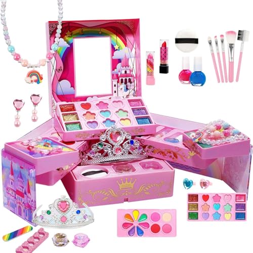 lisutupode Kleinkind Pretend Makeup Kit | Kleines Mädchen Pretend Makeup Spielzeug | Große Aufbewahrungsbox Design Prinzessin Kosmetik Kits, Kleinkind Pretend Play Spielzeug für Freunde, Familie von lisutupode