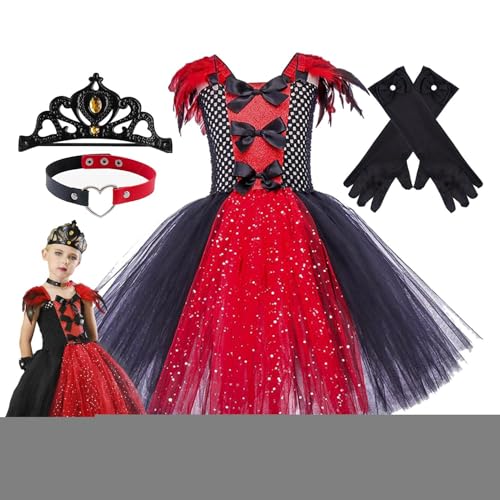lisutupode Vampir-Kostüm für Kinder, Mädchen-Vampir-Halloween-Kostüm | Gothic Vampirkleid Mädchen - 2–12 Jahre altes Gothic-Halloween-Tüllkleid mit Krone, Handschuhen, Halskette lisutupode Vampir-Kostüm für Kinder, Mädchen-Vampir-Halloween-Kostüm | Gothic Vampirkleid Mädchen - 2–12 Jahre altes Gothic-Halloween-Tüllkleid mit Krone, Handschuhen, Halskette von lisutupode