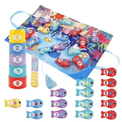 lisutupode Zählen Sortieren Kinderspielzeug | Stoff Farberkennung Spiel Zählen Lernen | Kognitives Entwicklungsspiel Angelspiel | Für 0-36 Monate Mädchen Klassifizierung von lisutupode