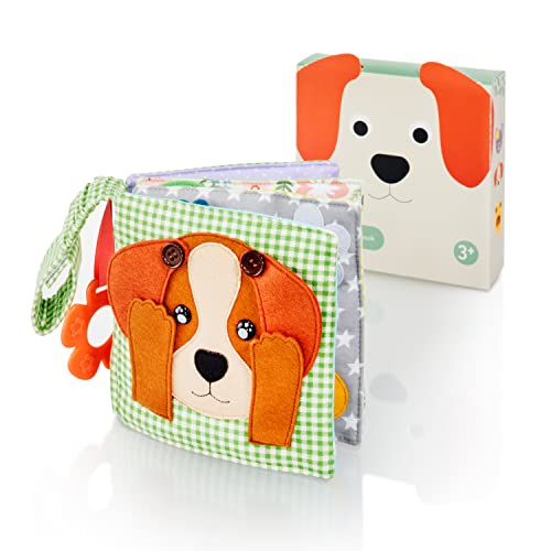litfant® Original Babybuch - Hund Max | Knisterbuch | Das interaktive Baby Stoffbuch zur Förderung von Motorik, Lernfähigkeit| Fühlbuch Montessori Buch für Mädchen und Jungen ab 3 Jahren von litfant