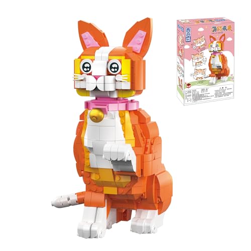 litodinogo Katze Mini Bausteine Spielzeug Bauset Geeignet für Kinder ab 6 Jahren und Katzenliebhaber, Nicht Kompatibel Mit Normale Bausteine (Orange) von litodinogo