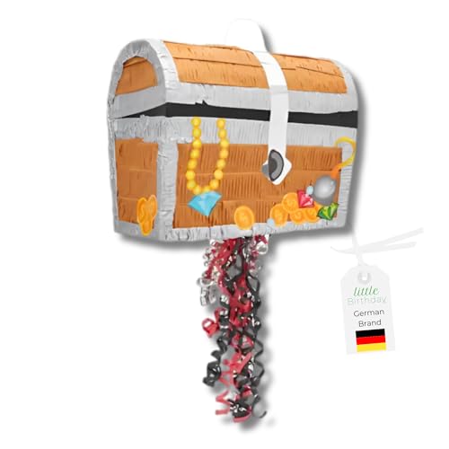LITTLE BIRTHDAY | Schatzkiste Pinata | Piñata Geburtstag Mädchen und Junge | 30x33x20cm | Süssigkeiten Kindergeburtstag | Pinata ohne Füllung | Piraten Geburtstag für die Motto Party von little Birthday