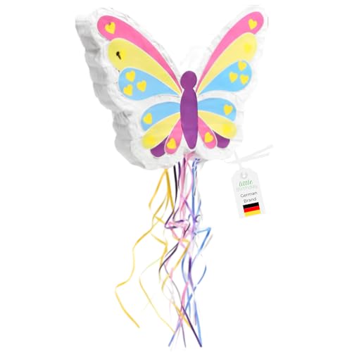 LITTLE BIRTHDAY | Schmetterling Pinata | Geburtstag Mädchen und Junge | 40x32x7,5cm | Süssigkeiten Kindergeburtstag | Pinata ohne Füllung | Schmetterling Geburtstag für die Motto Party von little Birthday