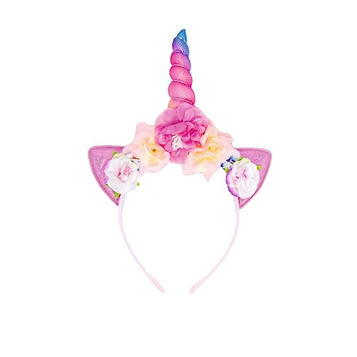 little Birthday | 1x Einhorn Haarreif mit Ohren und Blumen | Geburtstag | Kindergeburtstag | Party | Karneval | Fasching | Mitgebsel | Deko von little Birthday